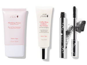 100% Pure Mattfying Primer Set With Coffee Bean Eye Cream, Ultra Lengthening Mascara Black Tea