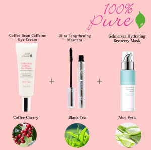 100% Pure 100 Percent Pure Combo Pack: Eye Cream + Ultra Mascara + Gelmersea Hydrating Recovery Mask
