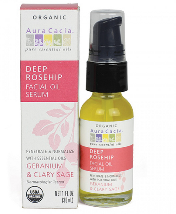 Aura Cacia Deep Rosehip Facial Oil Serum 1 fl. oz.
