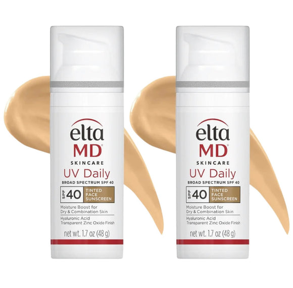 EltaMD UV Daily SPF 40 Tinted Face Sunscreen Moisturizer, Tinted Moisturizer for Face with SPF, Great for Dry, Combination, and Normal Skin Pack of 2