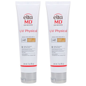 EltaMD UV Physical Tinted Sunscreen for Face, SPF 41 Tinted Sunscreen, 100% Mineral Active Sunscreen, 3.0 oz Tube Pack of 2