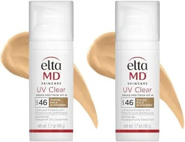 EltaMD UV Clear Tinted Face Sunscreen, SPF 46 Oil- Free Tinted Sunscreen with Zinc Oxide 1.7 oz Pack of 2